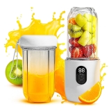 Blender Mixer Grinder 230W | 6 Blade | 1800mAh Battery Type-C Charging & Battery Indicator | Portable Smoothie Maker, Juicer, Protein Shakes, Chutneys, Baby Food – 500Ml Jar, (White)