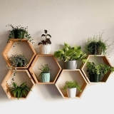 Hexagon Floating Shelves Wall Mounted Wood Honeycomb Wall Shelves Set of 5 Hexagonal Wall Decorative Shelf Honeycomb Storage Hanging Shelf Brown