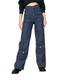 Sassafras Women Washed Multi Pocket Stretch Straight Jeans