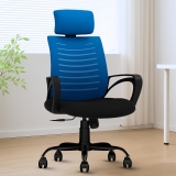 Irvine High Back Mesh Chair | Ergonomic Office, Study, Revolving, Computer Chair for Work from Home with 3 Years Limited Warranty, Heavy Duty Metal Base, Seat Height Adjustable (Blue)