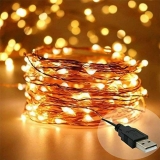 One94Store 5 Meter 50 LED USB Powered Fairy Light, Waterproof Copper String Light for Indoor & Outdoor Home Decoration, Diwali, Christmas, Wedding (Warm White, Pack of 5)