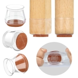 QUENT 4 PCS Silicone Chair Leg Floor Protectors | Rubber Caps to Prevent Scratches, Reduce Noise, Anti-Slip | Furniture Covers for Stool Anti-Noise (Large-Clear)