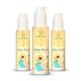 Pure Aura Baby Body Wash, 200 ml (Pack of 3) | Gentle Tear-Free Formula with 12 Ayurvedic Herbs | Natural Hydration | Vegan & Cruelty-Free | Safe for Newborns & Kids