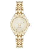 Nine West Women’s Bracelet Watch, Analog Display, Gold-Tone Metal Band, Limited Movement, Textured Bezel, Mineral Crystal Lens