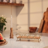 ireka HOMES Harvest Glow Metal Fruit Basket with Acacia Wood – Elegant Countertop Storage for Fresh Fruits & Vegetables