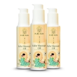 Pure Aura Baby Massage Oil (Pack of 3, 100ml Each) | 100% Natural & Ayurvedic | Nourishes Skin & Hair | Chemical-Free, Safe for Newborns & Sensitive Skin | Doctor Recommended | Value Pack for Daily Baby Massage