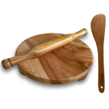 Premium 10in Wooden Chakla Belan Set with Palta | Rolling pin & Board for Chapati/roti | Board: 10in Roller: 14in | Roti Maker for Home & Kitchen | Kitchen Accessories Items