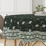 Astitva Premium 100% Cotton Round Table Cloth | 60-Inch Circular 4-Seater Table Cover with Elegant Designed Border – Tropical Print