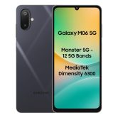 Samsung Galaxy M06 5G Mobile (Blazing Black, 4GB RAM, 64GB Storage) | MediaTek Dimensity 6300 | AnTuTu 623K+ | 12 5G Bands | 25W Fast Charging | 4 Gen OS Upgrades | 50MP Camera | Without Charger