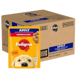 Pedigree Adult Wet Dog Food, Chicken & Liver Chunks in Gravy, 70 g (Pack of 30), Complete & Balanced Meal for Adult Dogs