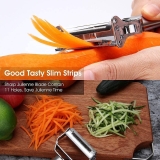 2 in 1 Peeler Julienne for Salad, Potato, Vegetable Slicer, Multi-Functional, Fruit Slicer, Adjustable Veggie Shredder, Kitchen Noodle Cutter, Stainless Steel (2 in 1 Peeler)