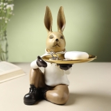 ARMONIA Decorative Rabbit Butler Tray Holder, Matte Finish, Modern Art Showpiece, Decorations for Home Table, Living Room, Bedroom & Office, 25 x 20 x 20 cm, Anti-Scratch Base
