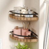 Lifelong Bathroom Corner Shelf for Storage | Set of 2 | Dual Installation – Adhesive Sticker & Screws | Rustproof, Space-Saving | Strong and Durable, Easy Install with Strong Hold (Black, LLBCR01)