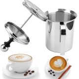 Brain Freezer Stainless Steel Milk Frother, for Hot and Cold Coffee, Coffee Foam Maker, Double Froth Pump (400Ml)