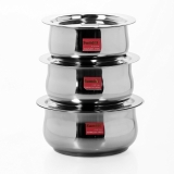 Sumeet Stainless Steel Cookware Set With Lid, 2.6, 3.3 L, 3 Piece (Steel), 3.3 Liter Silver