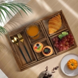 TreeEdge Arts Wooden Serving Trays, 7 Piece Set, Rustic Nesting Food Trays with Handles, Decorative Rectangular Platter for Ottoman, Desktop, Coffee Table, Countertop Centerpiece
