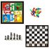 Top Team Wooden Ludo & Chess Board Combo with 1 Set of Ludo with dice Coins and Chessmen Coins Set (12×12 Inch) (Multicolor)