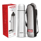 Milton Flip Lid 1000 Thermosteel Water Bottle 1 LTR, 24 Hr Hot and Cold I Leak Proof Lid, ISI Certified I Vacuum Insulated I for Office, Gym, School I Silver