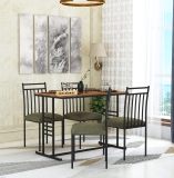 Engineered Wood Top Dining Table with Cushioned Chairs | Metal Dining Table Set for Living Room Dinning Hall Home Hotel | DIY (Do It Yourself) (Green4s, 4 Seater)
