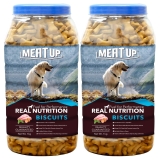 Meat Up Dog Treats Biscuits 1kg + 1kg (Free) 2kg | Real Chicken Flavour| Buy 1 Get 1 | Remove Plaque & Starter Build-up | Vitamins & Minerals | Promotes Lustrous Coat