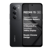 Redmi 15 5G Midnight Black 6GB + 128GB | Segment’s Largest 7000mAhA Battery | Segment’s Largest Display 17.53cm(6.9) Up to 144Hz | Snapdragon 6s Gen 3 | 18W Reverse Charging | 50MP AI Dual Camera