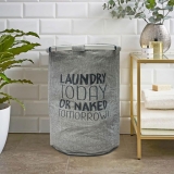 Amazon Brand – Umi Funny Quote Collapsible Laundry Basket 40L x 40W x 55H cm – Large Capacity 60 Liters – Durable Fabric Laundry Hamper with Handles – “Laundry Today or Naked Tomorrow” – Gray