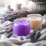 IRIS Ribbed Jar Candles Lavender & Mango Sorbet – Premium Aromatherapy Scented Candles for Relaxation, Home Decor, Spa Ambiance, Long-Lasting Burn, Ideal for Gifting