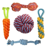 PET WORLD Dog Toys | Dog Chew Toys + Puppy Teething Toys + Rope Toys + Toys for Small to Medium Dog | Washable Cotton Toys | Multi Colour Toys (Pack of 5)