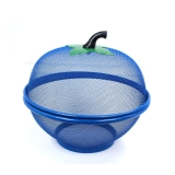Fruit Basket with Lid | Net Basket for Fruits & Vegetables | with Net Cover | Mesh Basket | Apple Shape Vegetables Fruit Basket for Kitchen (Blue)