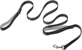 Amazon Basics Double Handle Light Reflecting Dog Leash | 6 Feet/ 182 cm | Black | Strong Hook for Training and Walking Dogs | 2 Padded Handles
