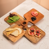 IREKA Home River Loop Serving Board Set of 4 | Handcrafted Acacia Wood & Serving Boards for Snacks, Appetizers, Cheese & Desserts | Food-Safe Wooden Platter