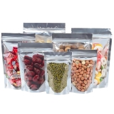 Silver & Transparent Zip Lock Storage Stand Up Pouches | 100mm*150mm | 50 Grams | Pack of 20 | Reusable, Leakproof & Airtight Multi-Purpose Storage Pouches with Self Sealing Technology