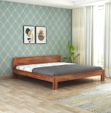 Wooden King Size Bed Without Storage | Wooden Double Bed Cot Bed for Bedroom Furniture | Palang Double Bed for Hotels | Basic Headboard | Solid Sheesham Wood, Honey Finish